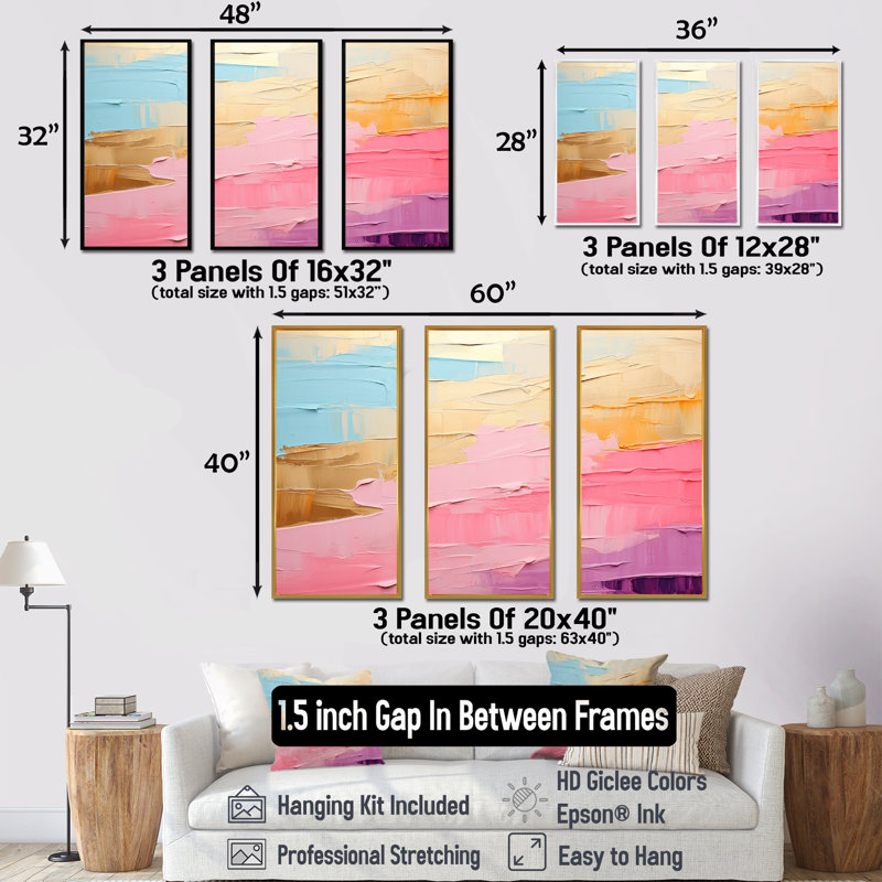 Minimalism Chasing Rainbows I - Rainbow Wall Art Set, Black Floater Framed, 40" H x 60" W x 1" D
