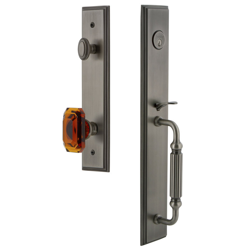 Carré Complete Dummy Entry Set with Baguette Knob and Rosette, Antique Pewter