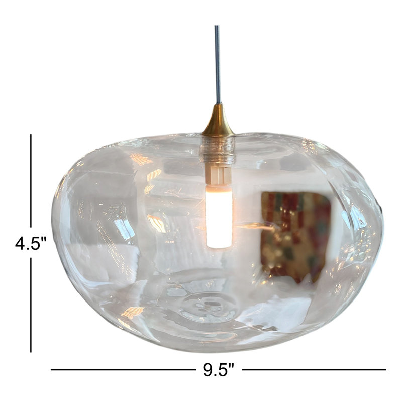 Kloud 1 - Light Single Globe Pendant, Brass, Clear, 4.5" H x 9.5" W x 7.5" D