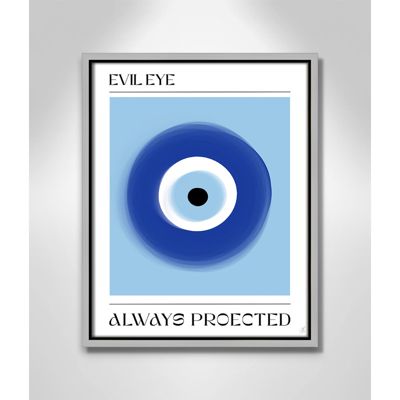 «Evil Eye» par Volfova, Toile avec cadre, Flottant argent, 12.5'' W x 15.5'' H