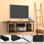 Meuble télé flottant pour téléviseur de 50 à 60 po, console multimédia murale avec tablettes de rangement ouvertes, meuble audio-vidéo moderne, noir