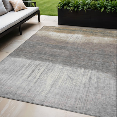 5' X 8' Taupe And Gray Abstract Washable Indoor Outdoor Area Rug
