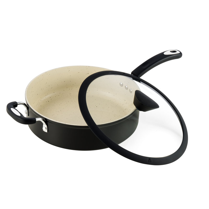 Casserole antiadhésive de 5,3 pte avec couvercle Ozeri Stone Earth All-In-One APEO & PFOA, Noir lave