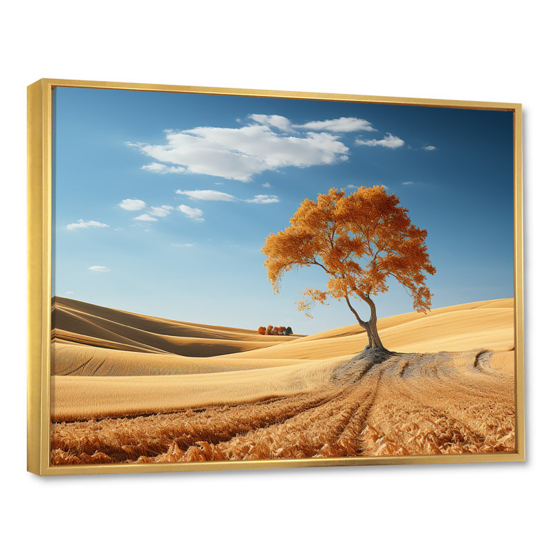 «Countryside Tree Meadow Charm», reproduction sur toile, Cadre flottant doré, H 12 po x l 20 po x P 1 po