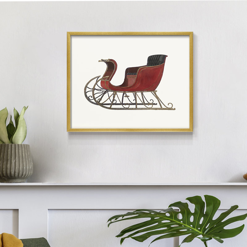 Traîneau rétro II - reproduction encadrée - réversible, H 8 po x l 10 po