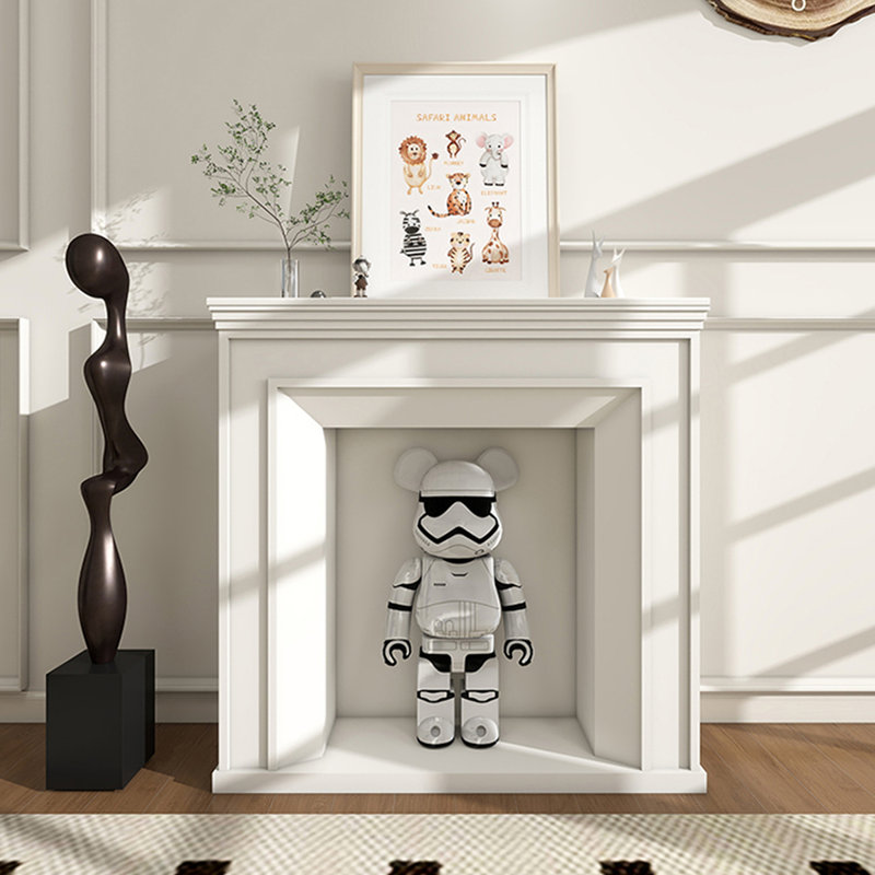 Foyer autoportant en bois massif blanc, H 39,37 po x l 39,37 po x P 13,78 po
