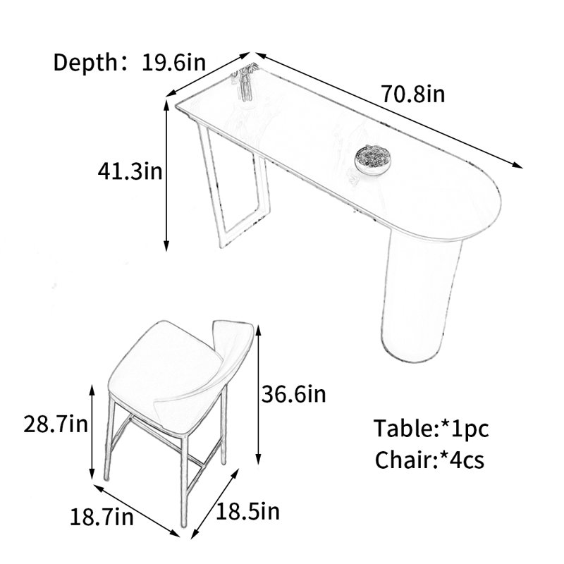 Bar Middle Island, Blanc, H 41,3 po x L 70,8 po x l 19,6 po