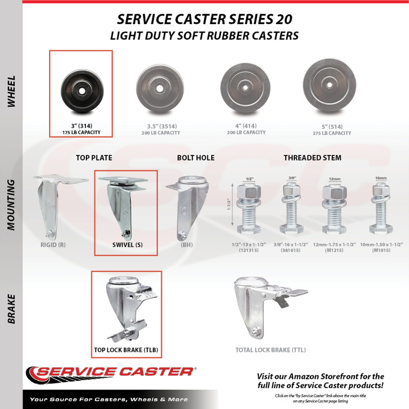 Rubber Caster with Brake Service