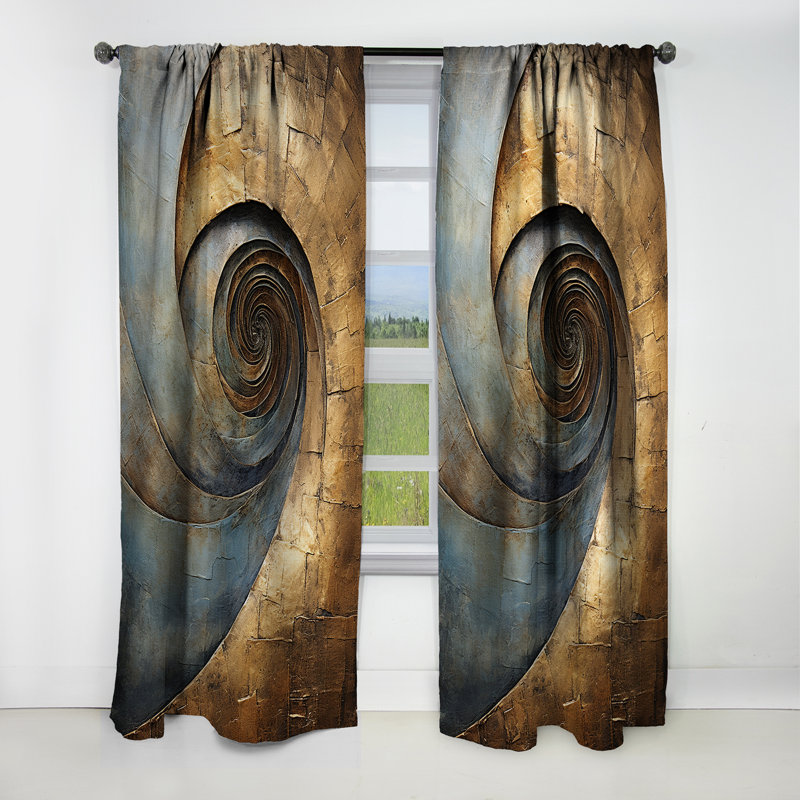 Rideau en spirale - Rideau abstrait occultant - doré et noir Timeless Turn III, L 52 po x L 90 po