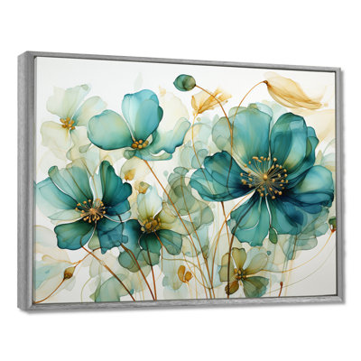 «Teal Green Organic croissance - Abstract Botanicals», art mural