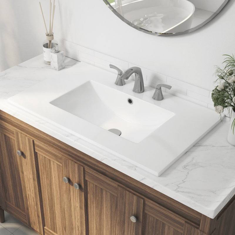  Évier de meuble-lavabo simple en porcelaine vitrifiée l 30 po x P 18,25 po Tucson (lavabo seulement, sans meuble-lavabo)