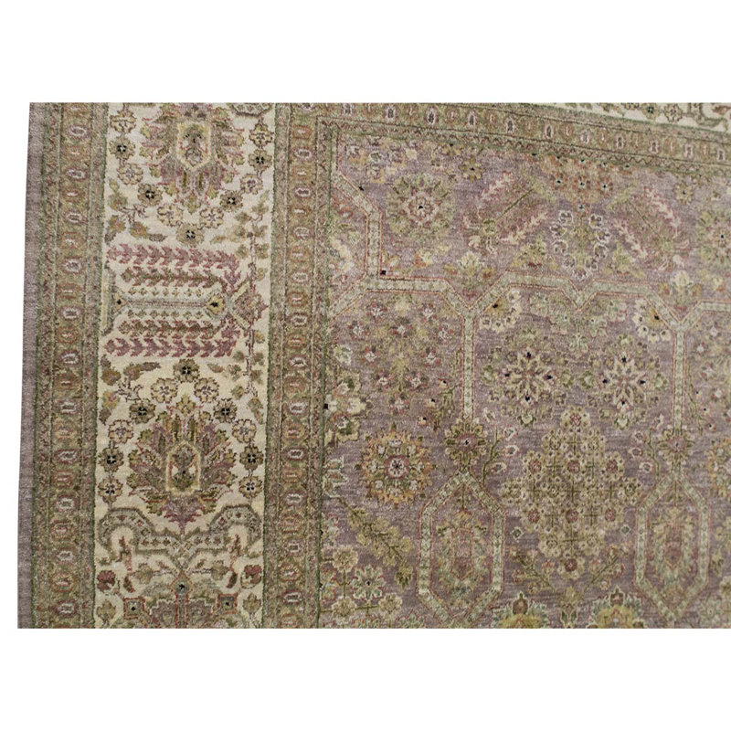 Tapis brun / ivoire noué à la main, Rectangle 8 pi 11 po x 11 pi 10 po
