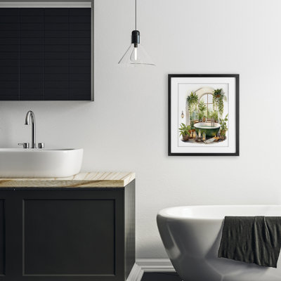 Tranquil Tub with Candles & Greenery Framed Print Under Glass, design by Lettered and Lined