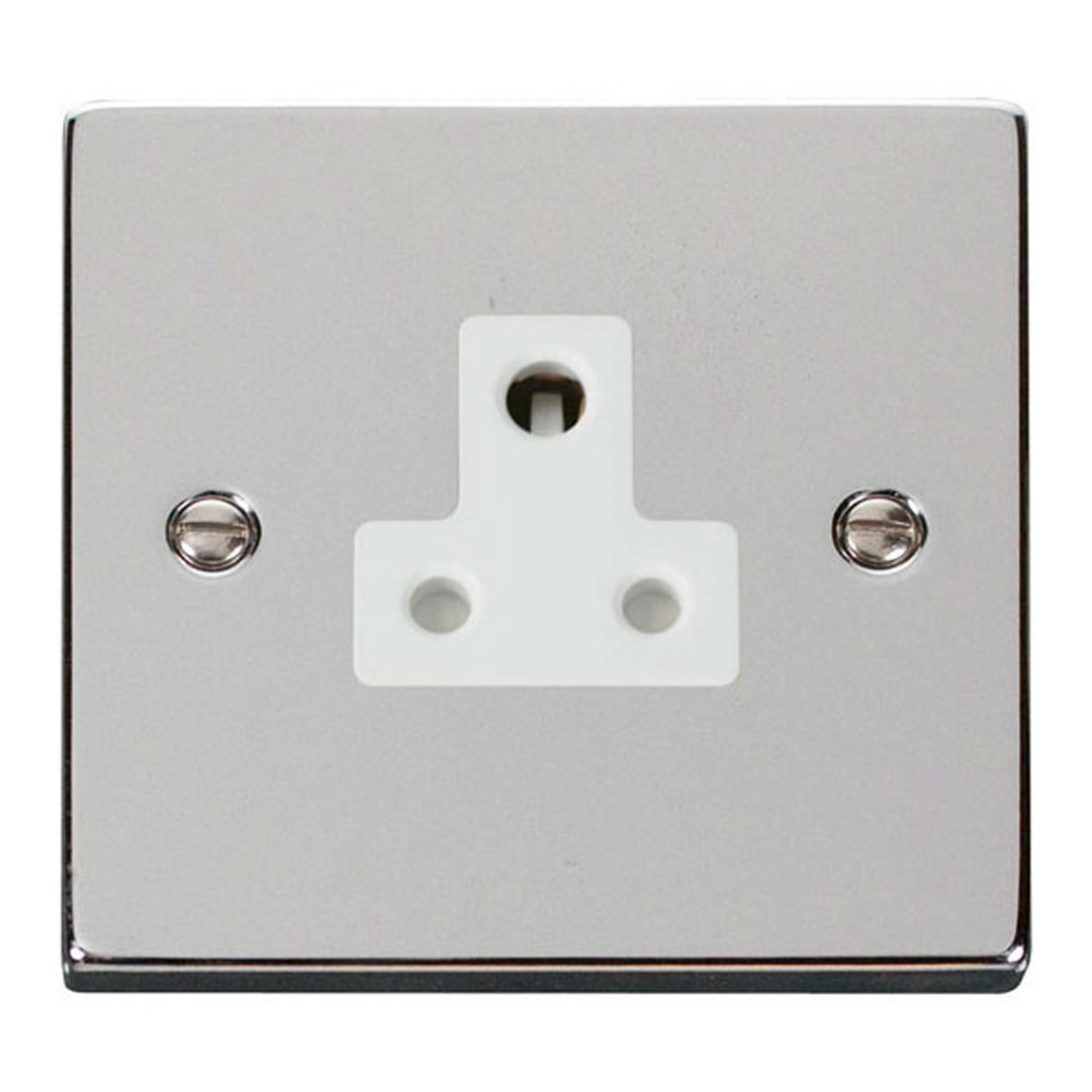 Polished Chrome 1 Gang 5A Round Pin Socket