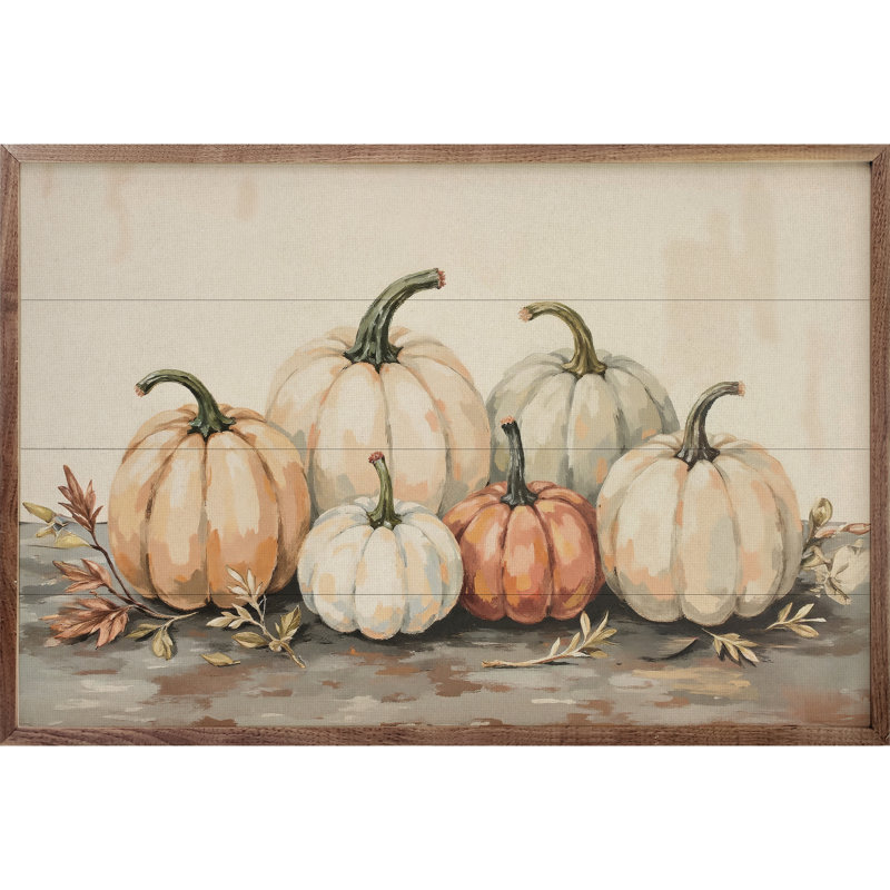 Gathered Pumpkins On A Tabletop, 5" H x 8" W