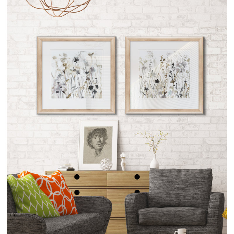 Wildflower Mist I - ensemble de 2 reproductions de cadres photo, Cadre brun