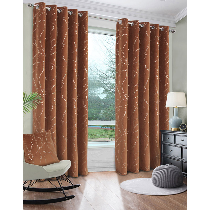 SantaAna Room Darkening Curtain Pair, 114cm Width x 137cm Drop, Tan