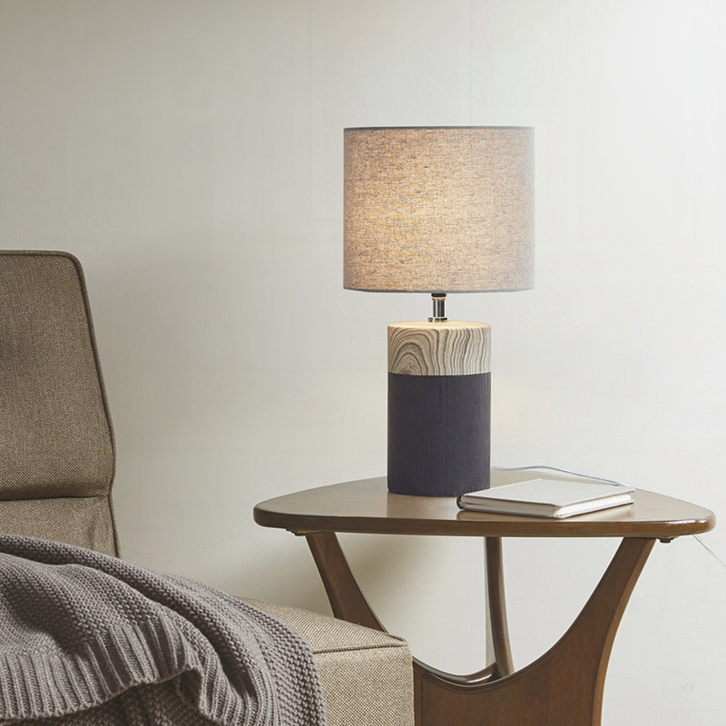 Lampe de table en céramique texturée, Noir