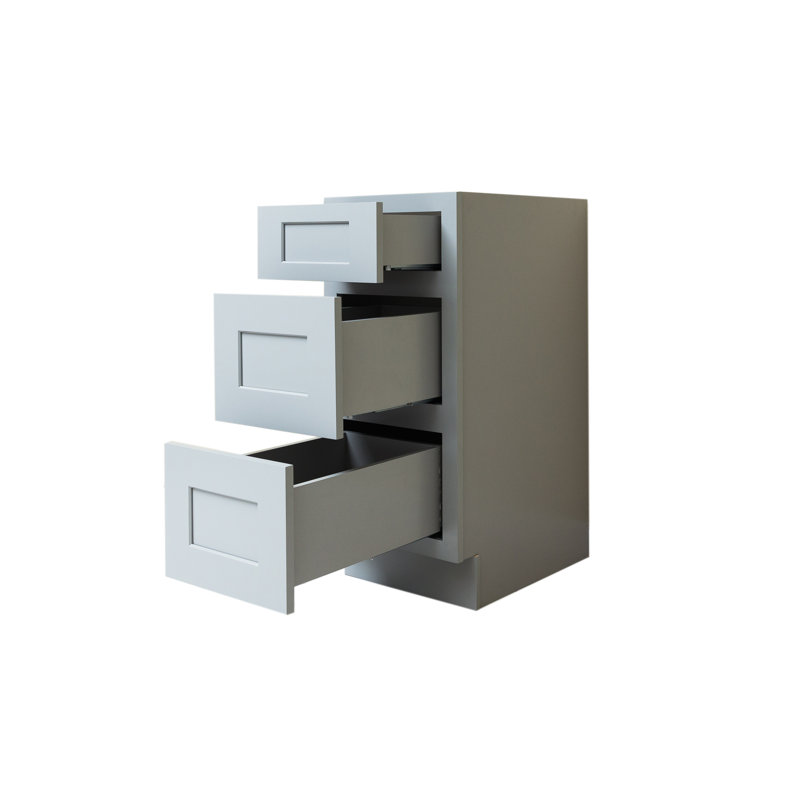 Base de meuble-lavabo simple 18 po à 3 tiroirs l 18 po prête à assembler, Gris Shaker