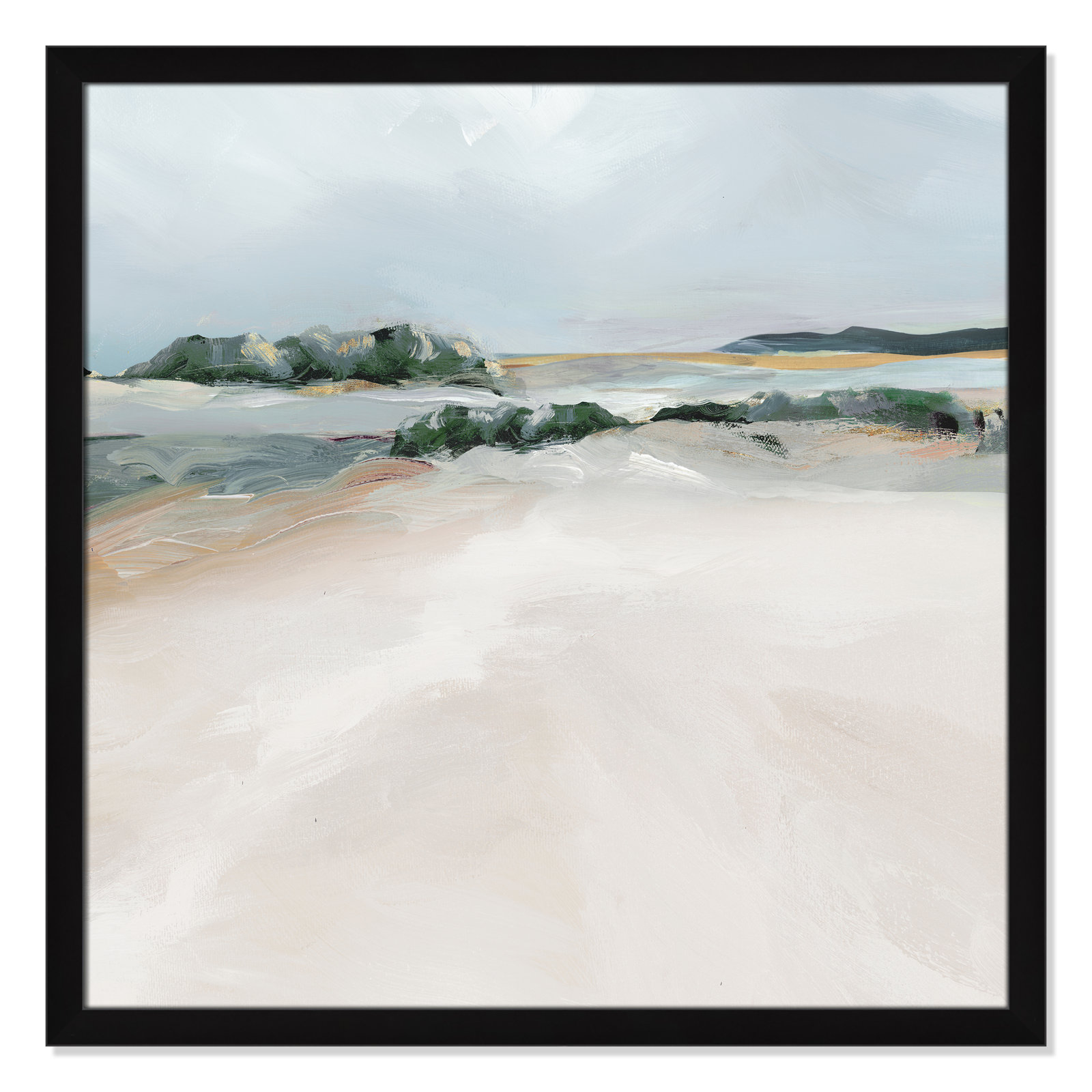Anelis "Shimmering Path" Painting, 33" H x 33" W x 1.12" D, Black Framed