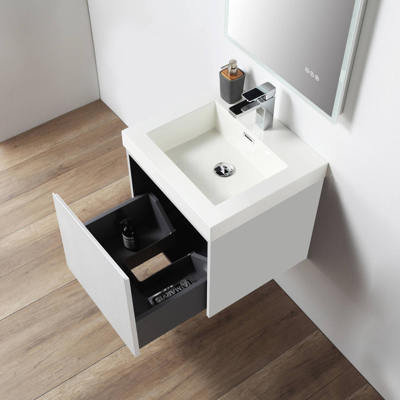 Meuble-lavabo flottant Keriel, Blanc mat