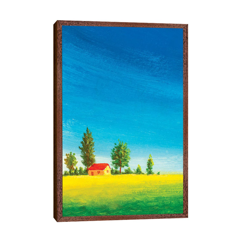 Beautiful House On Green Meadow by Valery Rybakow - Painting on Canvas, 101.6cm H x 66.04cm W x 3.81cm D