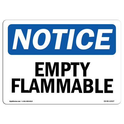 Empty Flammable Aluminum Sign 18 x 24