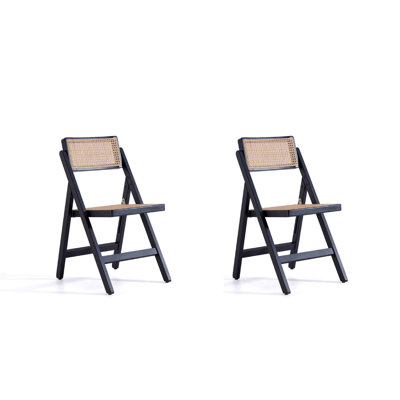 Chaise pliante en bois Pullman en noir et naturel - ensemble de 2