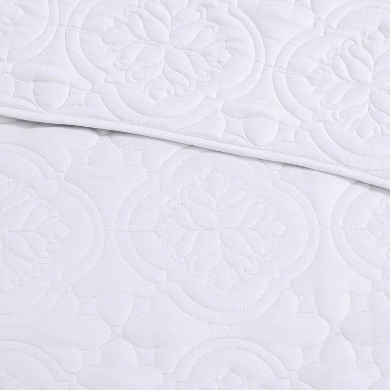 Couvre-lit réversible blanc pour très grand / très grand lit - 3 pièces, en microfibre et de qualité supérieure, lavable à la machine en microfibre, rembourré, luxueux,