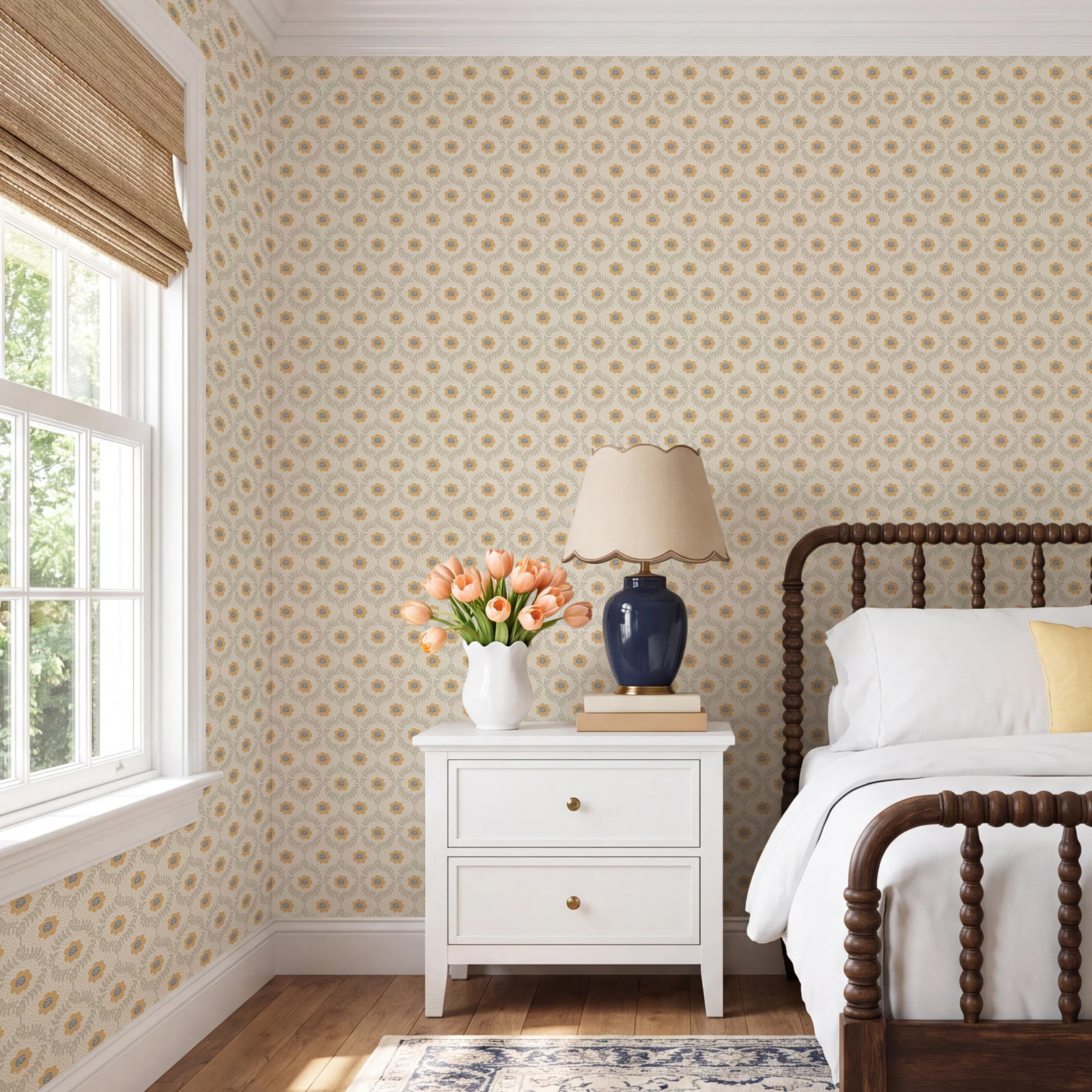 Emma Wallpaper Double Roll, Linen