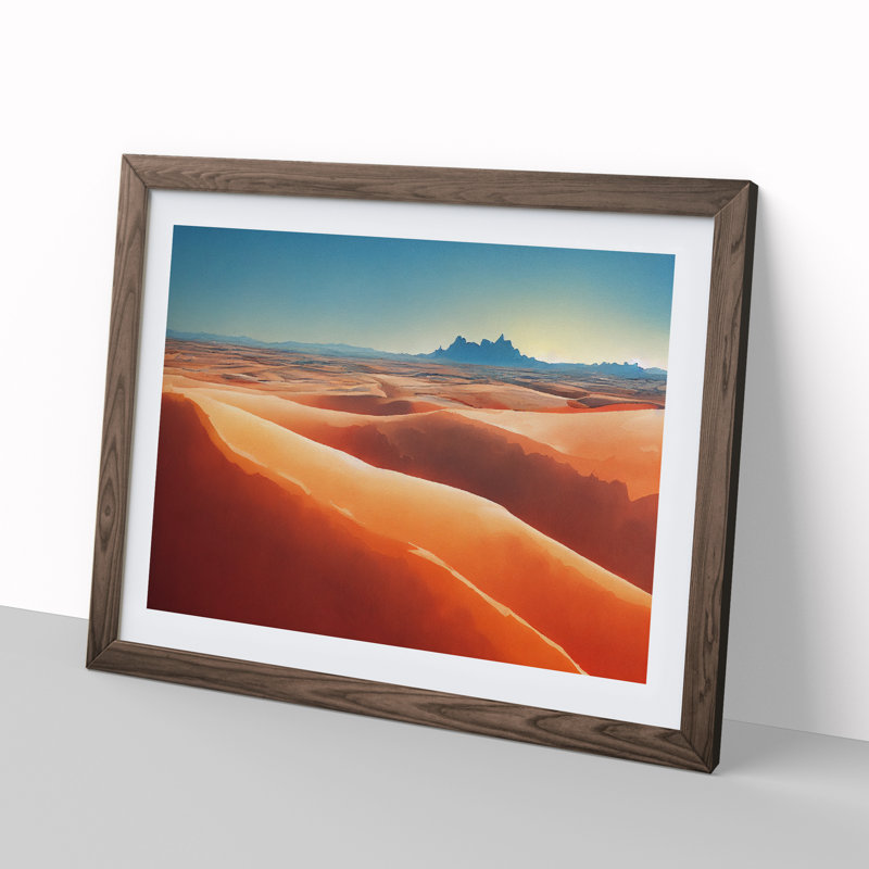 Watercolour Desert Vol.5 1 Piece Single Picture Frame Wall Art, 34cm H x 46cm W x 2cm D, Walnut