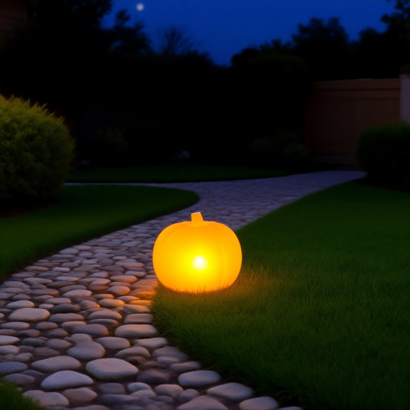 Lumière de citrouille à énergie solaire, H 11 po x l 15,75 po x P 15,75 po