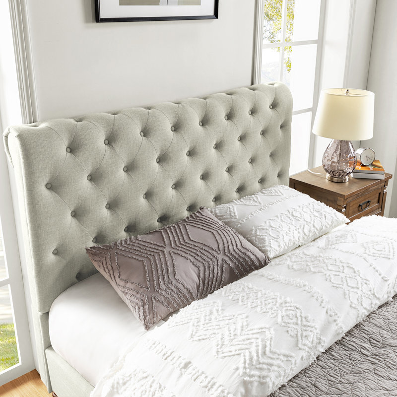 Eldredge Tufted Upholstered Platform Bed with Remote-controlled Lighted, Linen, Queen