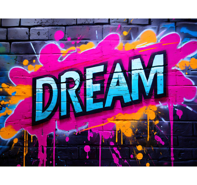 Reproduction de giclée sur toile tendue 8 "Neon Graffiti Dream", H 20 po x l 24 po x P 1,5 po