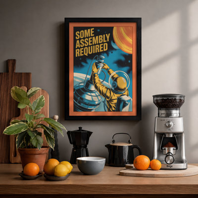 Astronaut Assembly Required Retro - Framed Print