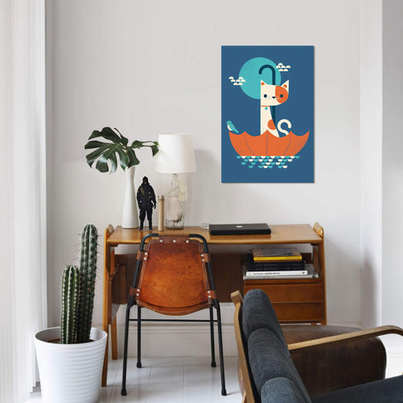 «Cat in Umbrella», impression sur toile tendue, H 18 po x l 12 po x P 1,5 po, Toile tendue