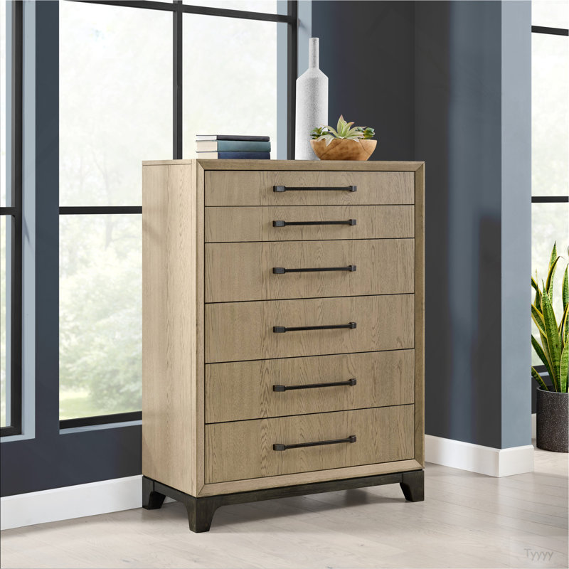 Commode 6 tiroirs caramel et cacao