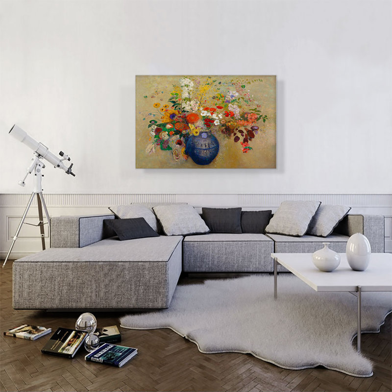 «Flowers 1909» par Odilon Redon, reproduction d'art sur toile tendue, H 26 po x l 40 po x P 0,75 po