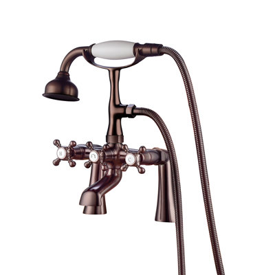 3 Handle Bathroom Clawfoot Tub Faucet with Diverter
