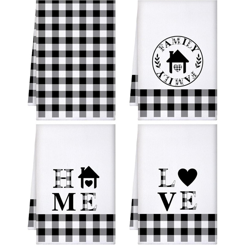 Dish Cloth Kitchen Towel, Black/White