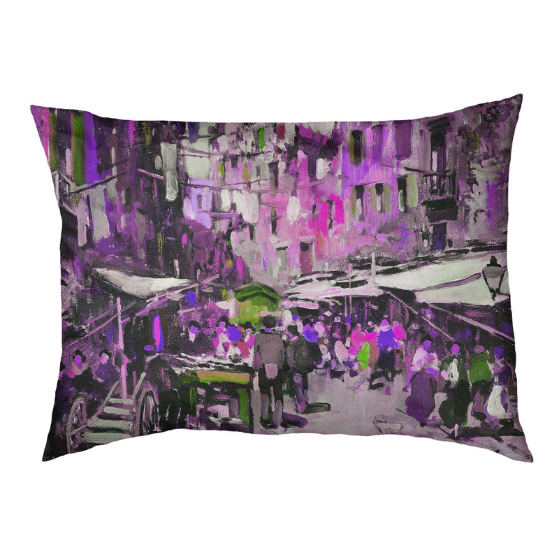 Coussin pour chien Carletta Market in Naples, Petit (l 29,5 po x P 19,5 po x H 9,5 po), Rose / gris