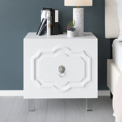 Indianola Lacquer-Finish Lucite Leg Side Table/Accent Table/Nightstand