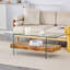 Table basse Kaiser avec plateau en verre et rangement double couche-630972874