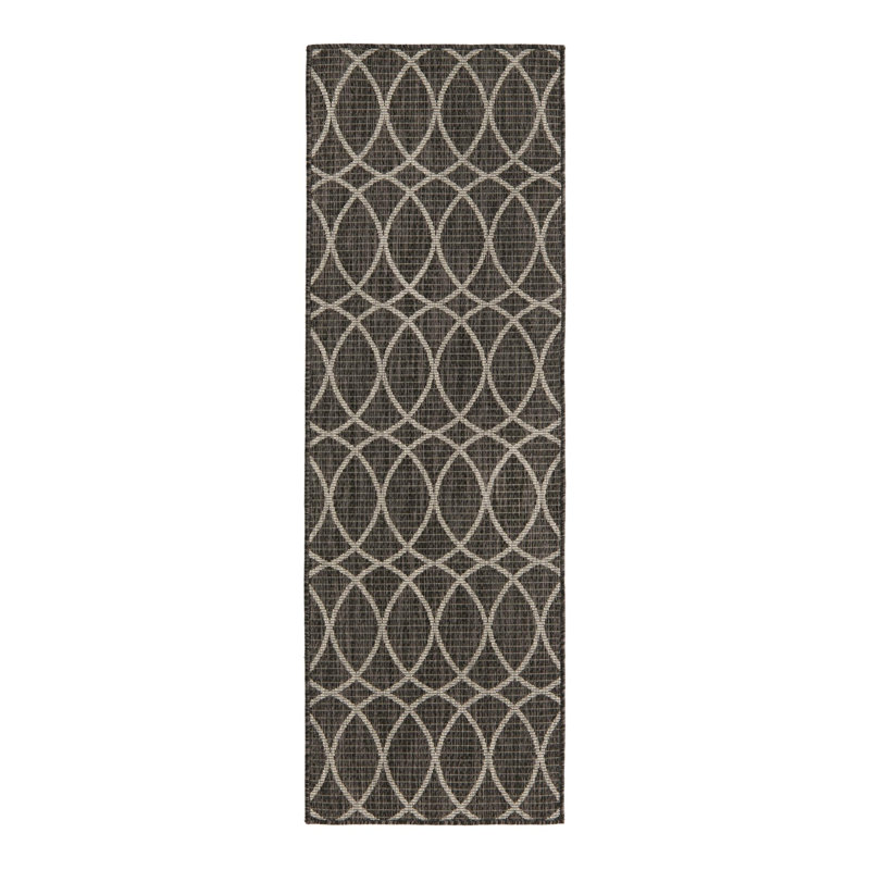 Charcoal Gitter Indoor/Outdoor Trellis Rug, Runner 2' x 6'
