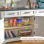 Buffet de cuisine moderne avec mini-réfrigérateur intégré, tablettes réglables et tiroirs réversibles - plateau en bois-821722568