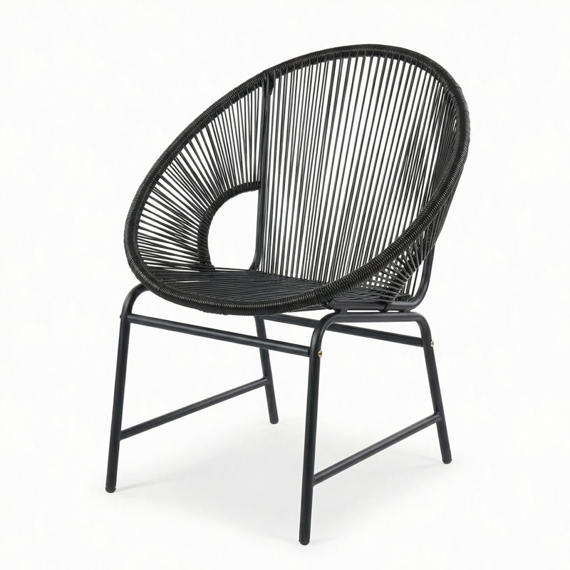 Outdoor Patio Wicker Chair Pe Rattan & Iron Frame, Set of 2