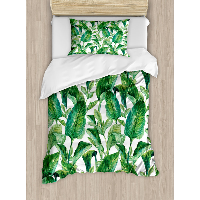 Coastal Polyester Floral Duvet Cover, Twin