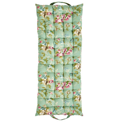Sage Green Floral Outdoor Garnde Bench Seat Pad Mattress