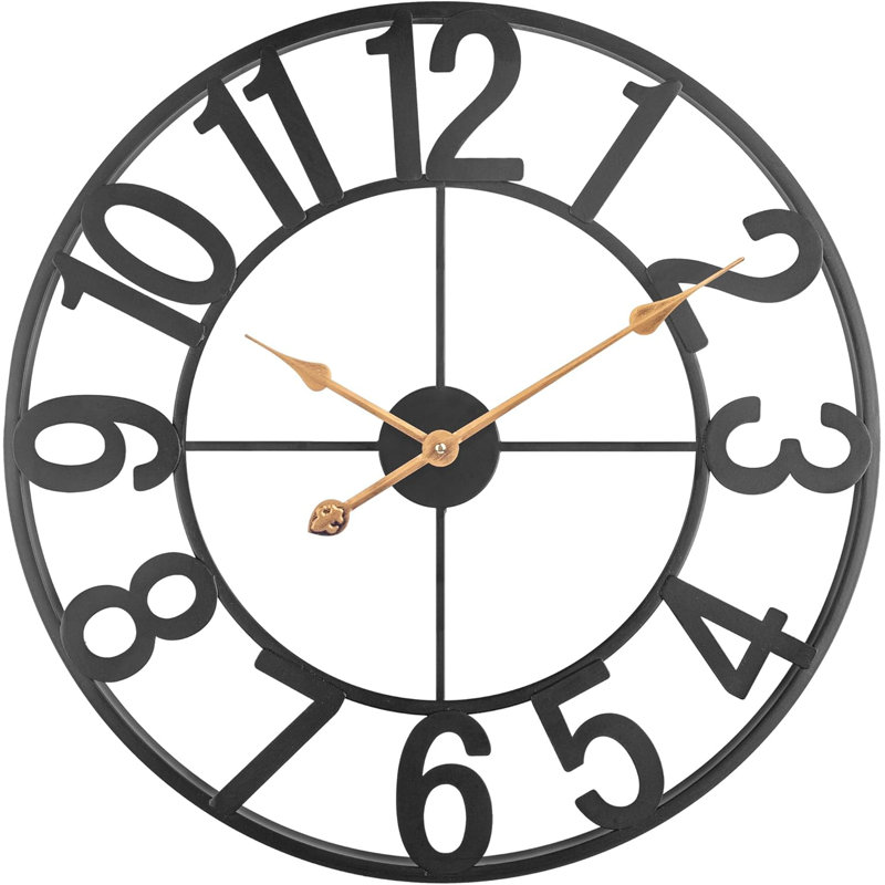 Horloge murale noire, horloges murales modernes à piles, horloge analogique silencieuse pour salon, bureau, maison, chambre à coucher, cuisine