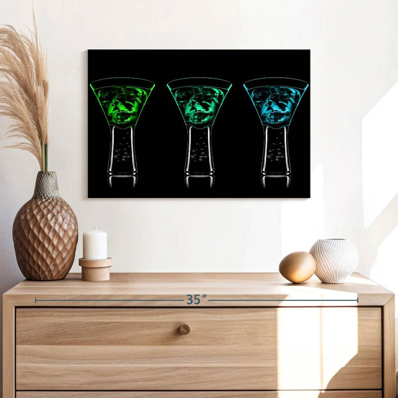 Yarlin bleu vert cocktails, H 16 po x l 24 po